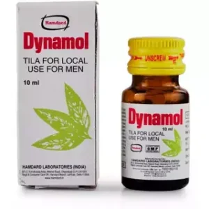 Hamdard Dynamol Oil Tila 10ml bottle and box – Unani tila for men